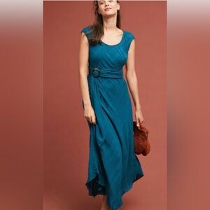 Anthropologie Moulinette Souers Guinevere Maxi Dress Teal Women’s Size 12